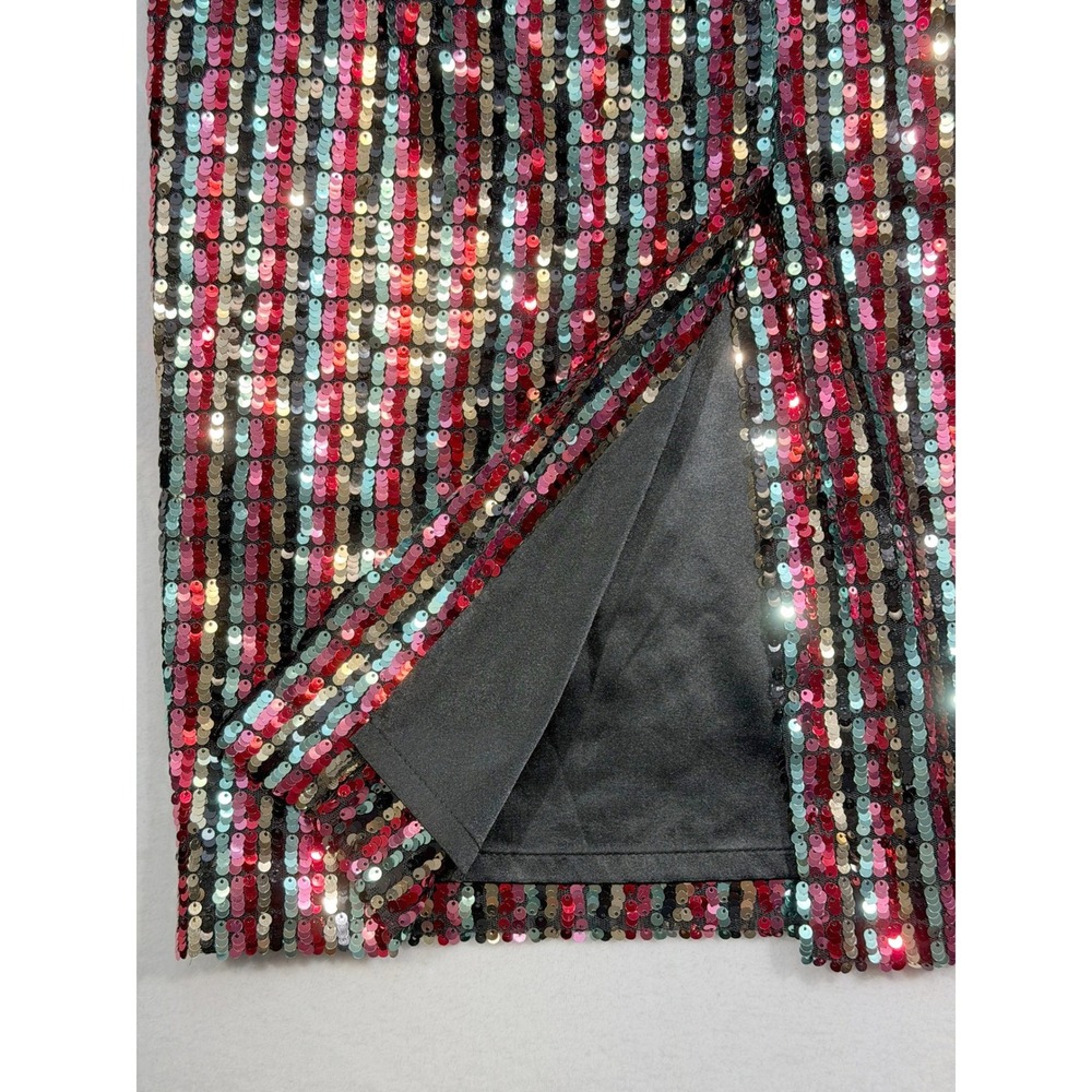 MILLY Christie Dress Women's Size 8 Multicolor Sequin Striped Cocktail NWT $375 - Picture 9 of 16